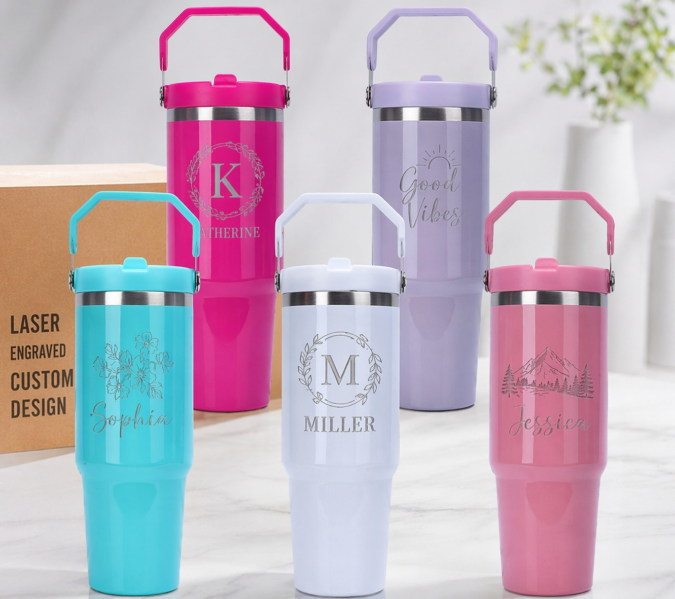 Custom Laser Engraved Stainless Steel Tumblers
