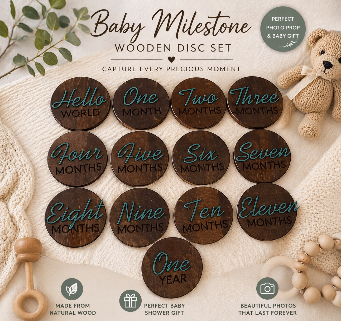 Wooden Baby Milestone Discs