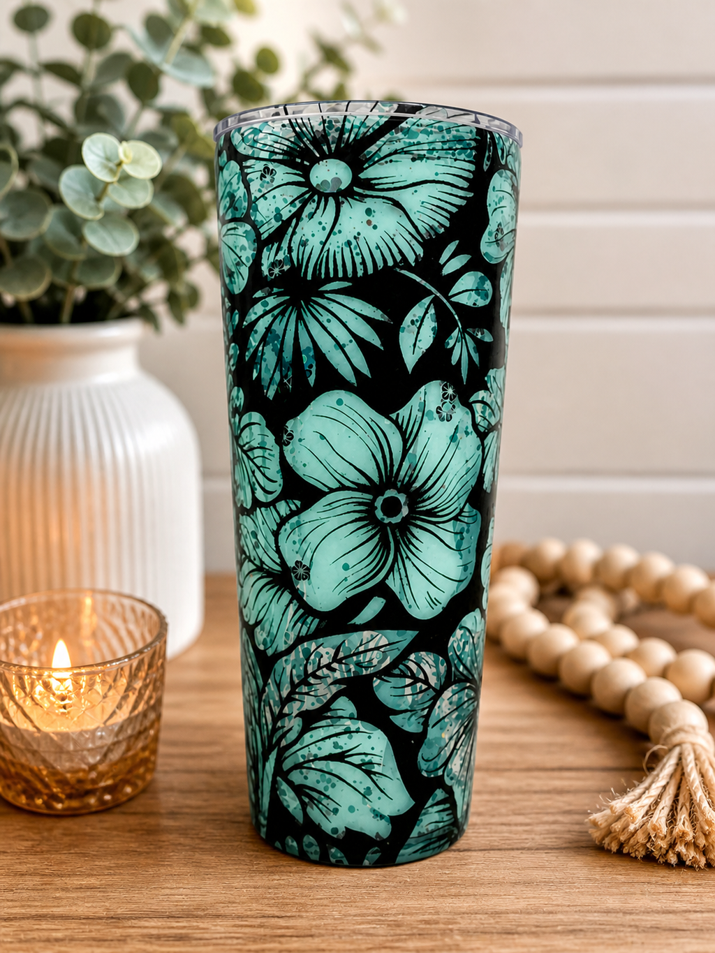 Floral Glitter Lava Tumbler
