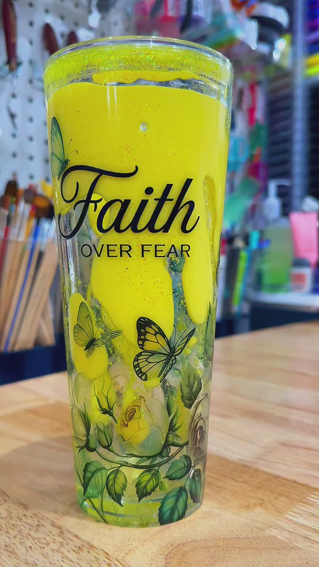 Faith Over Fear Glitter Tumbler