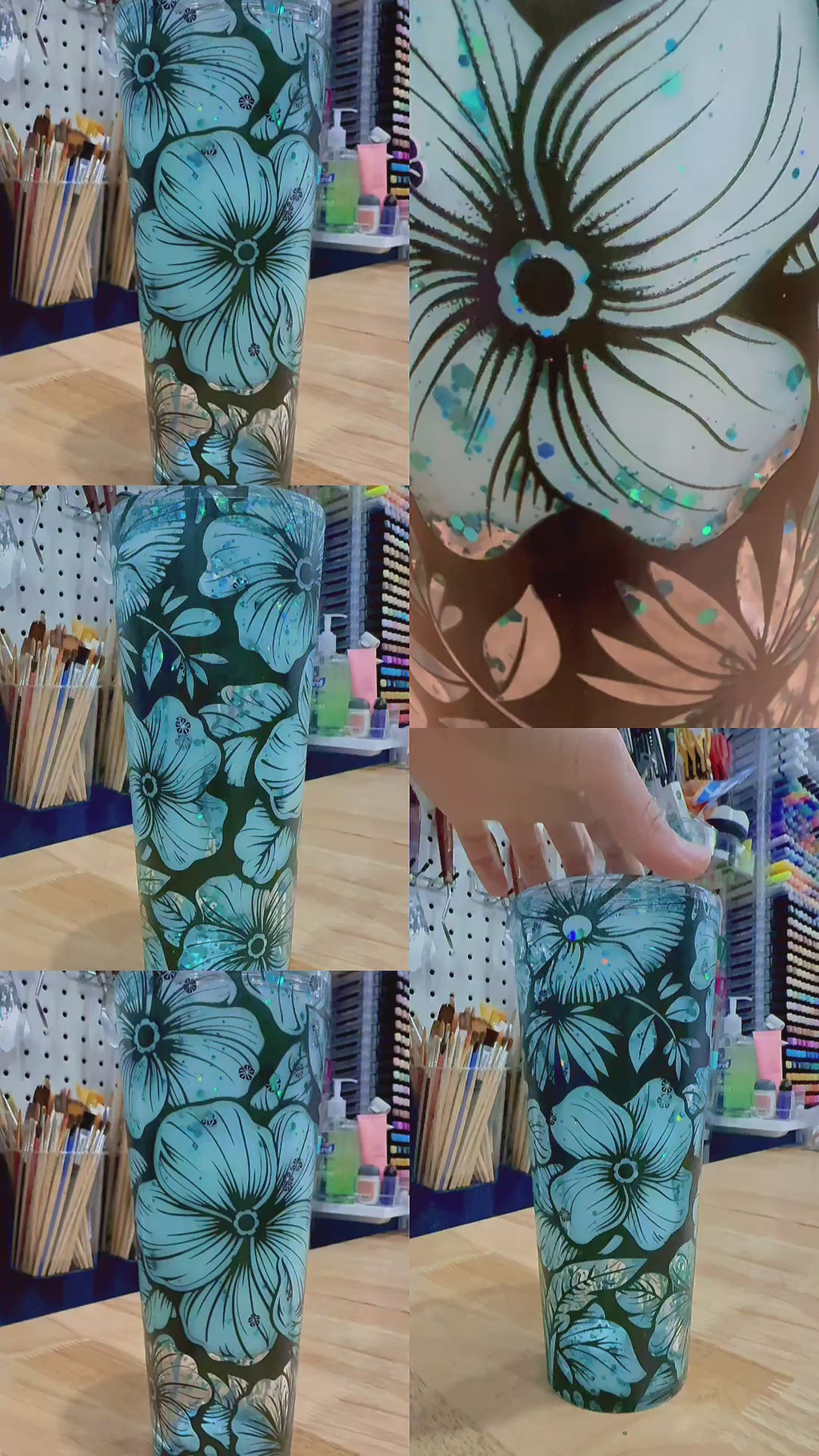 Floral Glitter Lava Tumbler