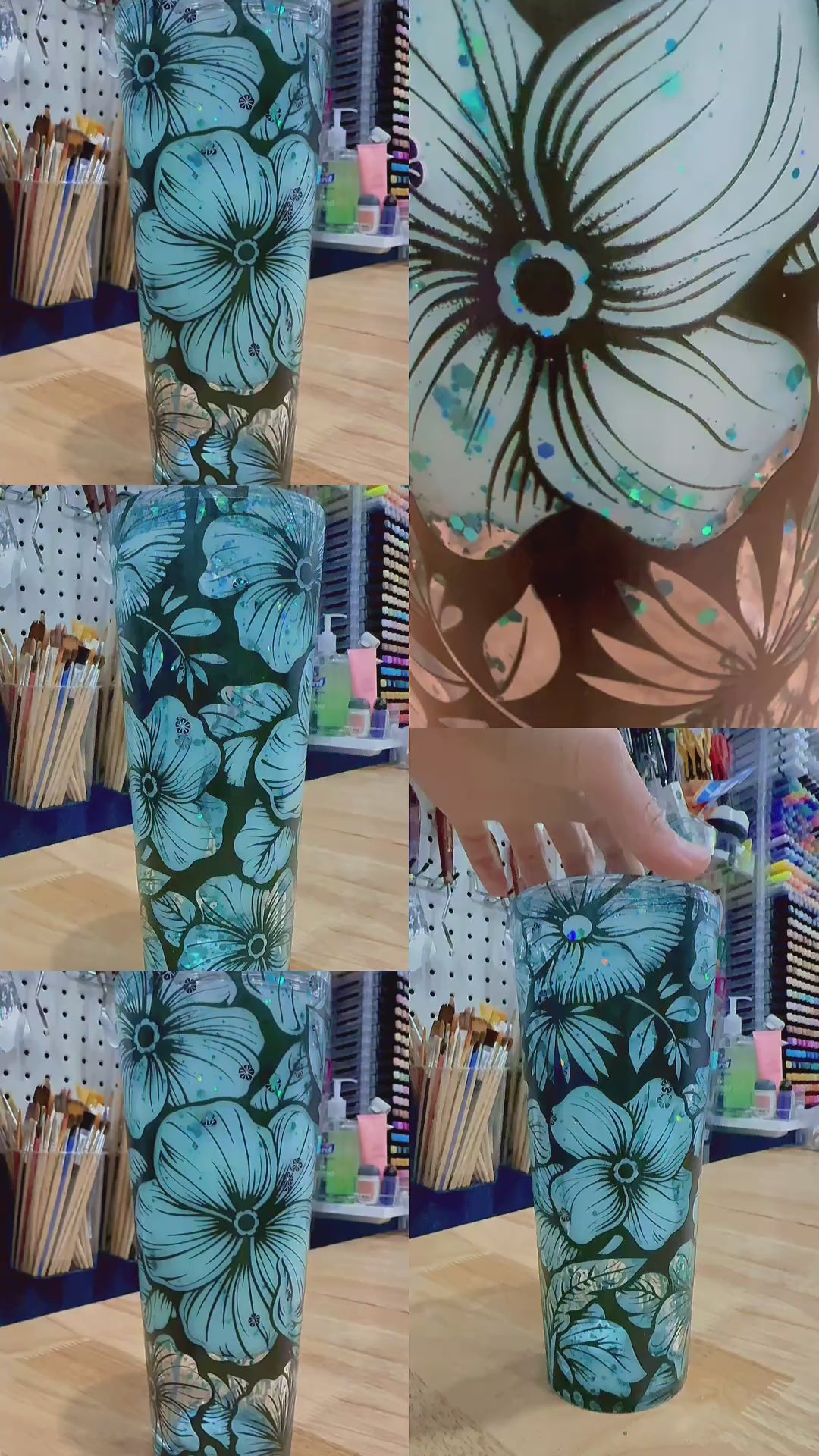 Floral Glitter Lava Tumbler